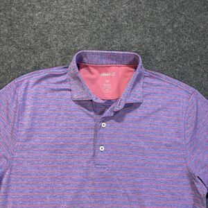 Johnnie-O Newton Polo Shirt Mens Medium Purple Striped Stretch Golf